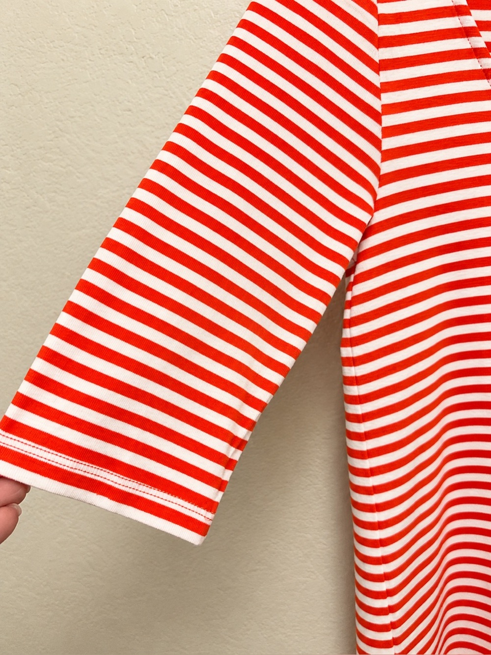 Old Navy Medium Red White Stripe Ballet Back Top Boat Neck Modal Blend Tee - Picture 4 of 5